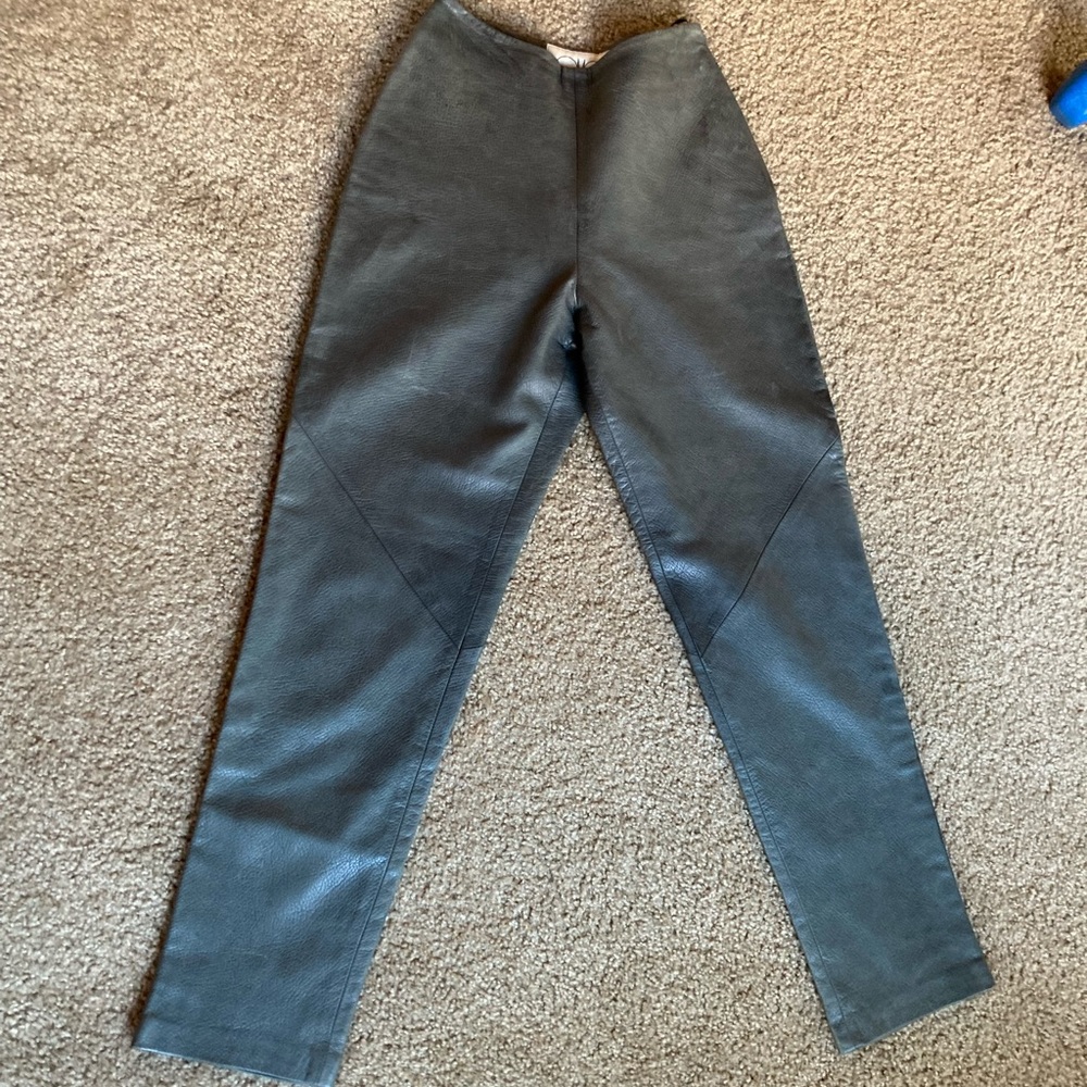 Vintage 80s norma kamali omo leather grey pants - Picture 4 of 5